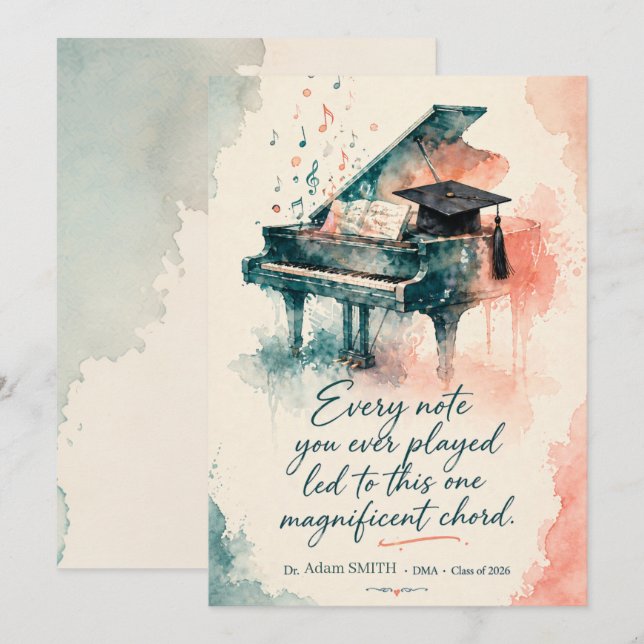 Cartes Pour Fêtes Annuelles Doctor of Musical Arts Graduation Custom (Devant / Derrière)
