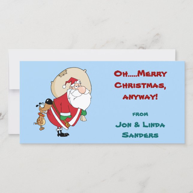 Cartes Pour Fêtes Annuelles Dog Bites Santa Funny Christmas Photo Card (Devant)