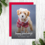 Cartes Pour Fêtes Annuelles Dog Christmas | Cute Puppy Happy Pawlidays<br><div class="desc">Photo personnalisée simple et élégante Carte de vacances Happy Pawlidays avec typographie manuscrite minimaliste moderne et un dégradé noir simple sur un arrière - plan rouge framboise. La photo de votre animal de compagnie bien-aimé et le texte peuvent facilement être personnalisés pour un design aussi unique que votre fumoir spécial!...</div>