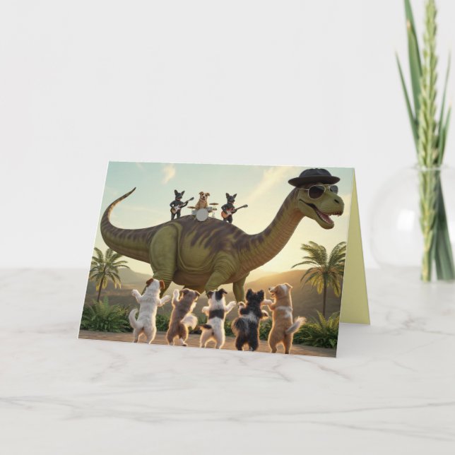 Cartes Pour Fêtes Annuelles Dog Dinosaur Jam Greeting Card (Devant)