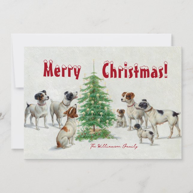 Cartes Pour Fêtes Annuelles Dog Family Christmas Holiday Card (Devant)