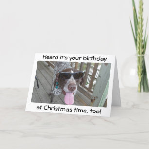 CARTES POUR FÊTES ANNUELLES DOG IN SHADES A 2 SOUHAITS-ANNIVERSAIRE/NOËL