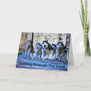 CARTES POUR FÊTES ANNUELLES DOG SLED DASHING THRU SNOW POUR CHRISTMAS