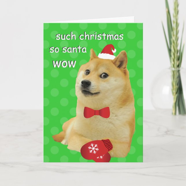 Cartes Pour Fêtes Annuelles Doge Funny Meme Green (Devant)