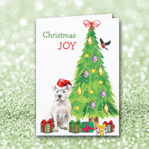 Cartes Pour Fêtes Annuelles Dogo Argentino Chien, Oiseau et Arbre de Noël