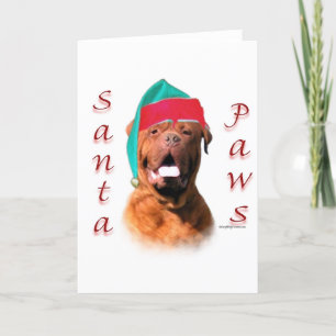 Cartes Pour Fêtes Annuelles Dogue de Bordeaux Père Noël Paws