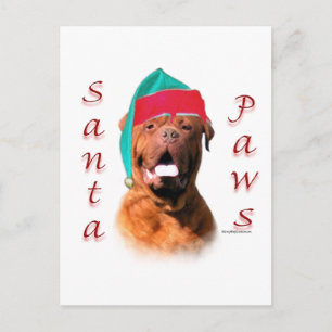 Cartes Pour Fêtes Annuelles Dogue de Bordeaux Père Noël Paws
