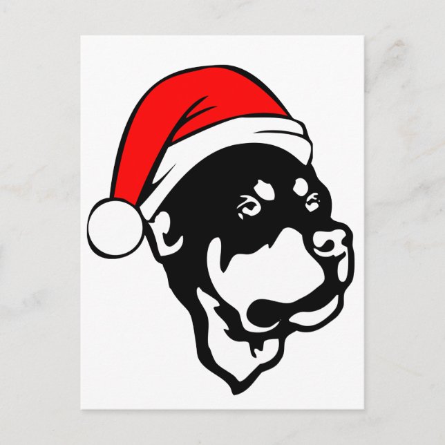 Cartes Pour Fêtes Annuelles Doigt Rottweiler portant le chapeau de Noël rouge (Devant)