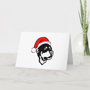 Cartes Pour Fêtes Annuelles Doigt Rottweiler portant le chapeau de Noël rouge