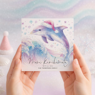 Cartes Pour Fêtes Annuelles Dolphin Santa Hat Meri Kirihimete Noël