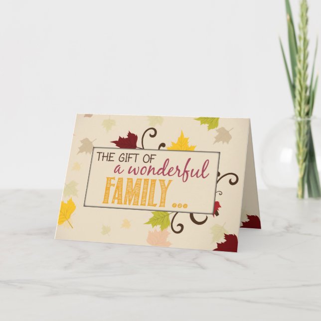 Cartes Pour Fêtes Annuelles Don de grâces aux Feuilles de famille (Devant)