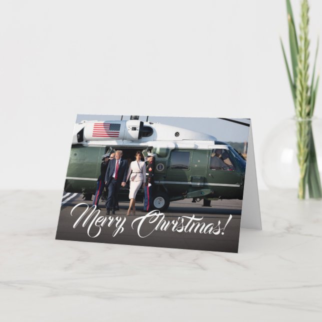 Cartes Pour Fêtes Annuelles Donald Trump & Melania Salutation de Noël militair (Devant)