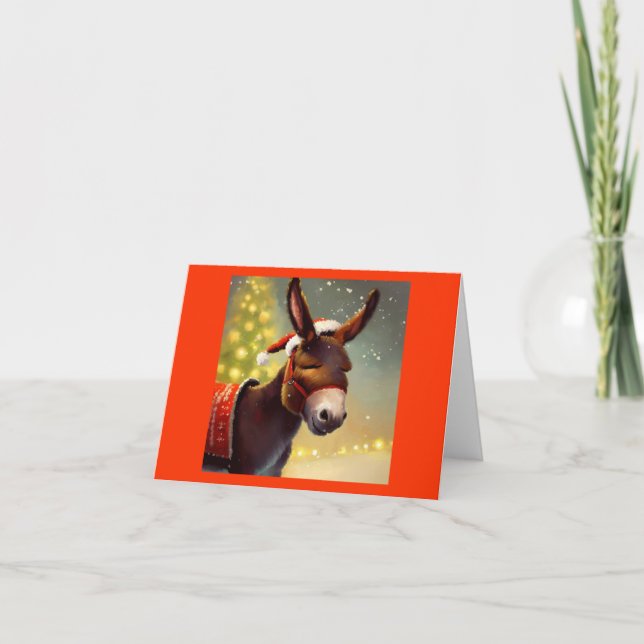 Cartes Pour Fêtes Annuelles Donkey de Noël 4 (Devant)