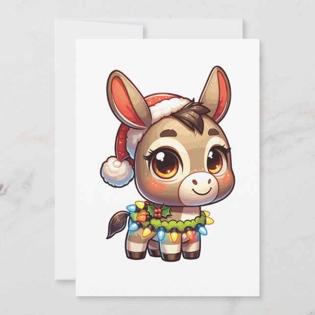 Cartes Pour Fêtes Annuelles Donkey Joyeux Noël Animaux d'hiver mignons ânes (Devant)