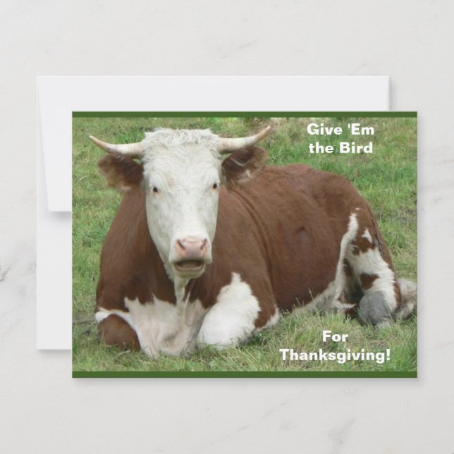 Cartes Pour Fêtes Annuelles Donnez-leur l'Oiseau pour Thanksgiving ! Vacances, (Devant)