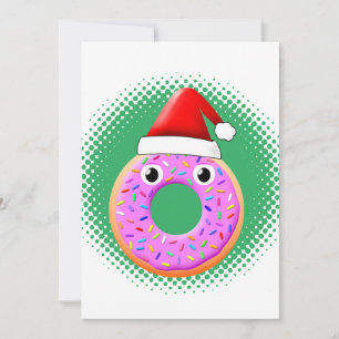Cartes Pour Fêtes Annuelles Donut Avec Yeux Et Saupoudrer Santas Dessin Casque