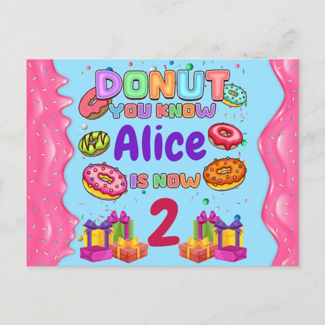 Cartes Pour Fêtes Annuelles Donut Personnalisé Couleur Parsemé Fête d'Annivers (Devant)