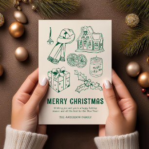 Cartes Pour Fêtes Annuelles Doodle amusant non photo Noël