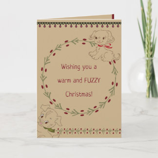 Cartes Pour Fêtes Annuelles Doodle Chiens Chaud et Fuzzy Noël Personnalisé