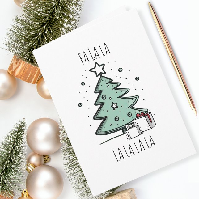 Cartes Pour Fêtes Annuelles Doodle Fa La La Christmas (Wish your family and friends a fa la labulous holiday season with this cute Christmas card!)