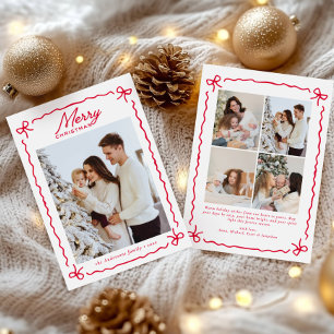 Cartes Pour Fêtes Annuelles Doodle Fantaisiste Collage Photo de Noël avec Ruba