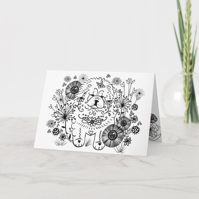 Cartes Pour Fêtes Annuelles DOODLE GARDEN - CHOW DOG Art cards (Devant)