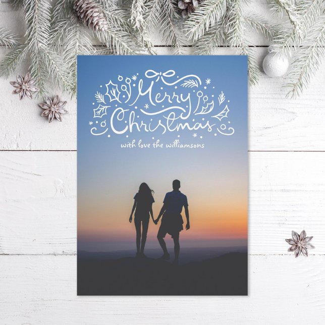 Cartes Pour Fêtes Annuelles Doodle Ribbon Joyeux Noël Festif Photo (Créateur téléchargé)