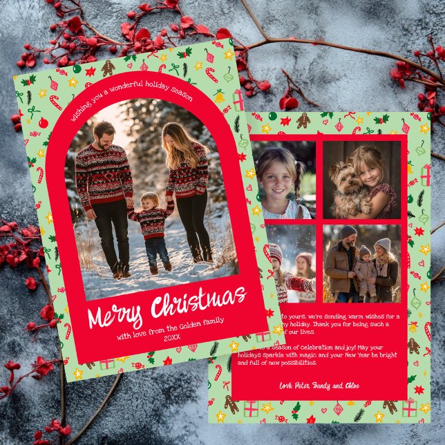 Cartes Pour Fêtes Annuelles Doodle Whimsical Christmas Custom Arch 5 Photo (Whimsical Doodle Christmas Custom Arch 5 Photo Holiday Card
)