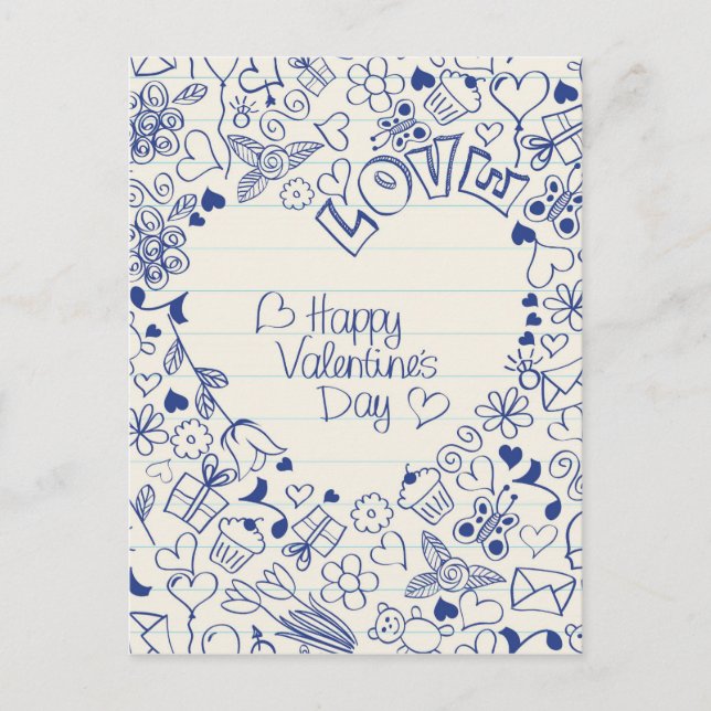 Cartes Pour Fêtes Annuelles Doodles Heureuses Saintes-Valentin ! (Devant)