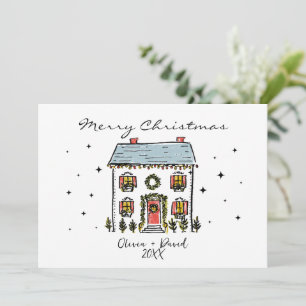 Cartes Pour Fêtes Annuelles Doodles minimalistes dessinés à la main Joyeux Noë