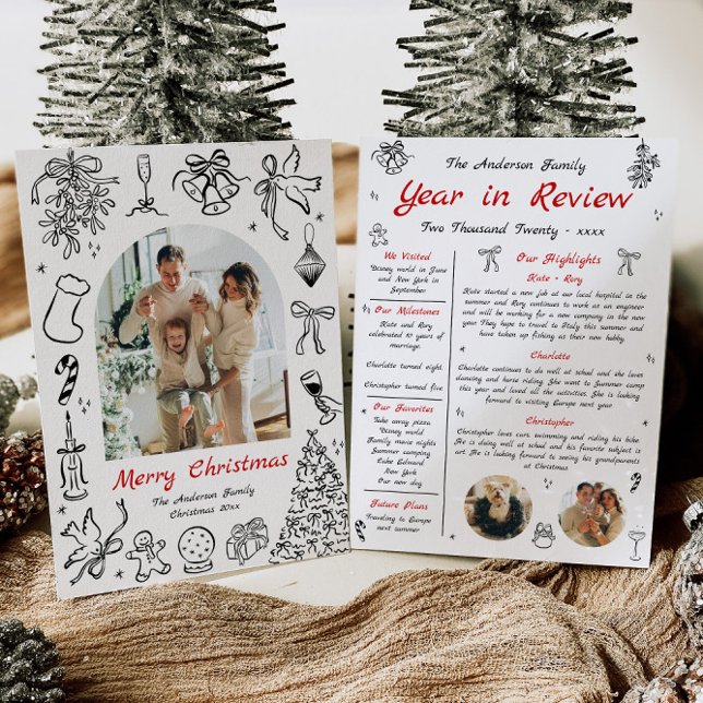 Cartes Pour Fêtes Annuelles DoodYear in Review Card Aperçu de l'année Quirky (Créateur téléchargé)