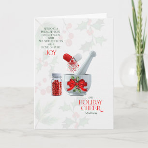 Cartes Pour Fêtes Annuelles Dose de pharmacien de joie pure avec nom
