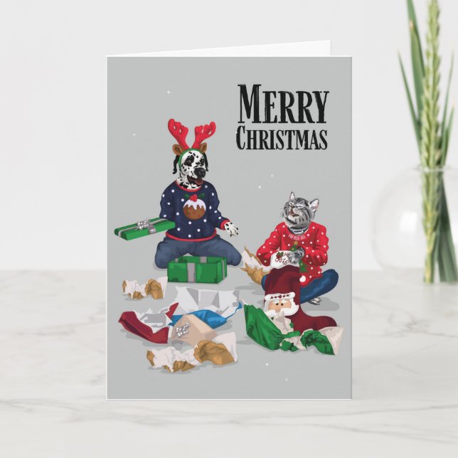 Cartes Pour Fêtes Annuelles Dotty Dog et Kitty Christmas Jumper (Devant)