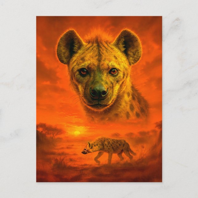 Cartes Pour Fêtes Annuelles Double exposition Portrait d'African Hyena (Devant)