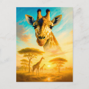 Cartes Pour Fêtes Annuelles Double exposition Portrait de la Giraffe africaine