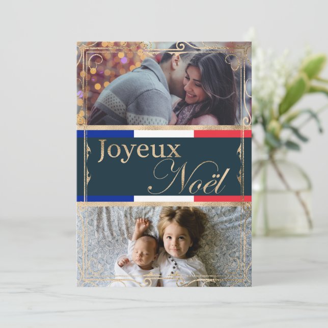 Cartes Pour Fêtes Annuelles Double Photo personnalisée Joyeux Noël Noël Noël F (Debout devant)