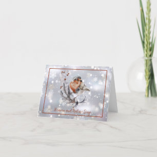 Cartes Pour Fêtes Annuelles Douce coutume d'oiseau et de neige d'hiver