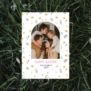 Cartes Pour Fêtes Annuelles Douce Photo de Famille de Pâques sous une Arche de