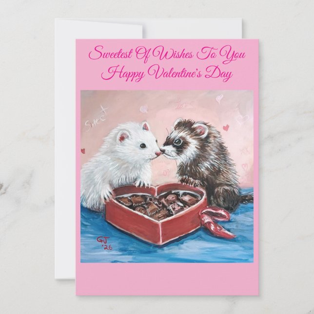 Cartes Pour Fêtes Annuelles Douces baisers Furet Saint Valentin (Devant)