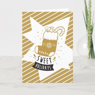 Cartes Pour Fêtes Annuelles Douces Fêtes Chaussette de Noël Rayure Géométrique