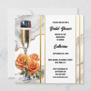 Cartes Pour Fêtes Annuelles Douche nuptiale vin mousseux orange rose élégant