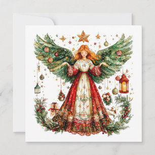 Cartes Pour Fêtes Annuelles Doux ange de Noël avec cadeaux et jouets de Noël