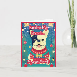 Cartes Pour Fêtes Annuelles Doux de Noël français de Bulldog unique