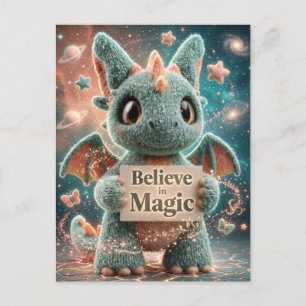 Cartes Pour Fêtes Annuelles Doux Dragon Peluche de Fantasy Tenant Croire en la