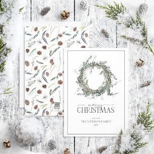 Cartes Pour Fêtes Annuelles Doux hiver Aquarelle Wreath Joyeux Noël Hol
