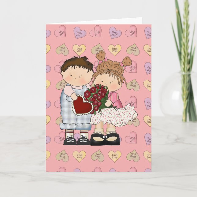Cartes Pour Fêtes Annuelles doux valentin enfants (Devant)