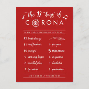 Cartes Pour Fêtes Annuelles Douze jours amusants de Corona   Rouge blanc moder