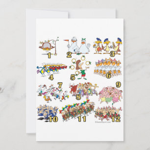 Cartes Pour Fêtes Annuelles douze jours chansons de noël dessin animé