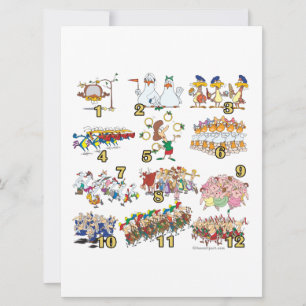 Cartes Pour Fêtes Annuelles douze jours chansons de noël dessin animé