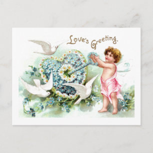 Cartes Pour Fêtes Annuelles Doves, Cupidon, Clé et Coeur Vintage Valentin